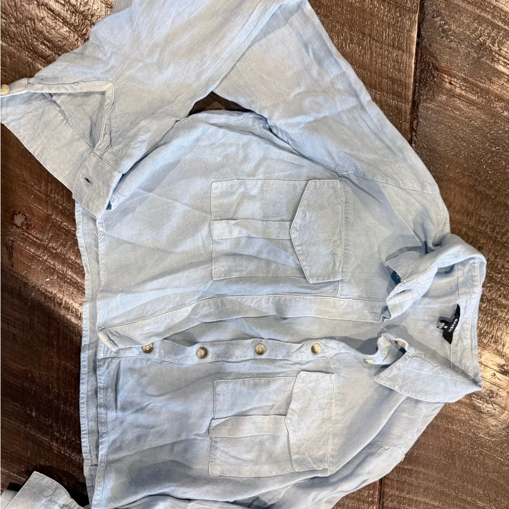 Casual Light Blue Kids Button Down Shirt